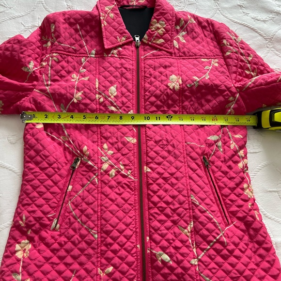 100% Silk reversible front zip jacket black and hot pink  matching scarf - Picture 5 of 11